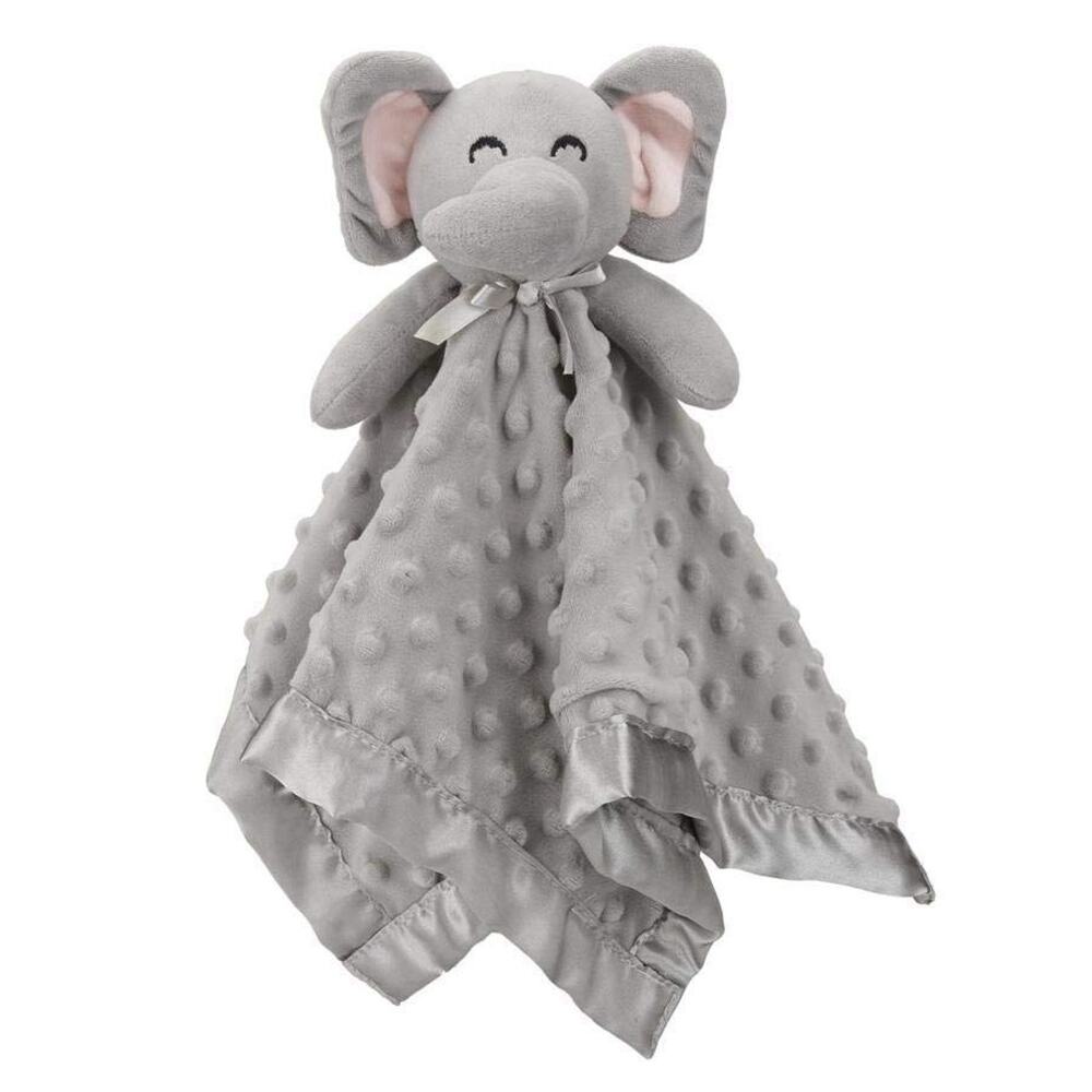 Pro Goleem Elephant Lovey Soft Security Blanket Snuggle Toy Minky Satin Trim